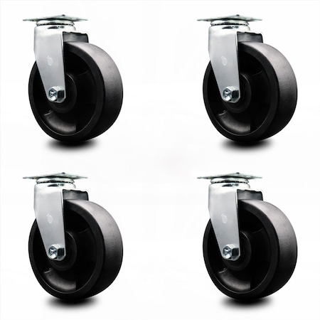 Service Caster 6 Inch Glass Filled Nylon Wheel Swivel Caster Set with Roller Bearings SCC SCC-20S620-GFNR-4
